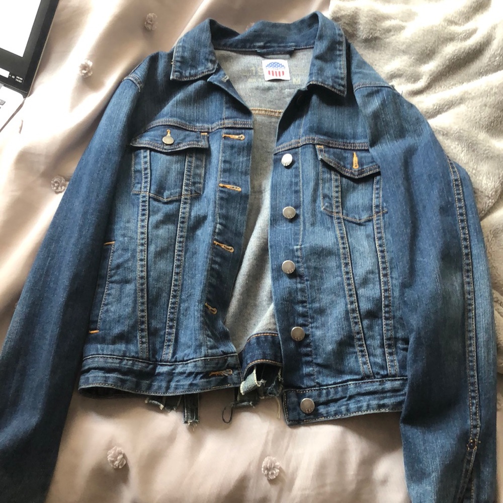 Hand made American flag jean jacket